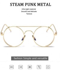 Round Fashion Glasses - Round Retro Eyewear UV400 Protection Steampunk Sunglasses - Gold Frame Red Lens - CH190EGD8UA $9.44