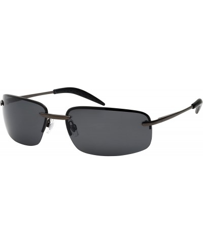 Semi-rimless Men's Metal Semi-Rimless Sports Sunglasses 25124S - Matte Gunmetal - CQ12J6TJPNF $25.69