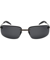 Semi-rimless Men's Metal Semi-Rimless Sports Sunglasses 25124S - Matte Gunmetal - CQ12J6TJPNF $16.56
