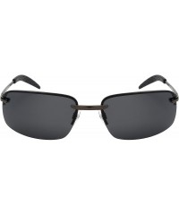 Semi-rimless Men's Metal Semi-Rimless Sports Sunglasses 25124S - Matte Gunmetal - CQ12J6TJPNF $16.56