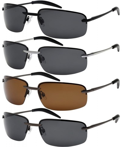 Semi-rimless Men's Metal Semi-Rimless Sports Sunglasses 25124S - Matte Gunmetal - CQ12J6TJPNF $16.56