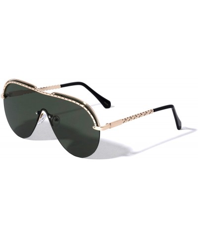Round Bosnia Semi-Rimless Round Shield Fashion Aviator Sunglasses - Green - CJ196L0MEHW $26.73