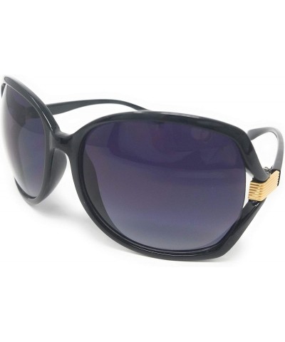 Round Women Retro 70s 80s 90s Oversized Round Black Elegant Style Sunglasses-SM1125 - CZ18LGSOA9H $17.04