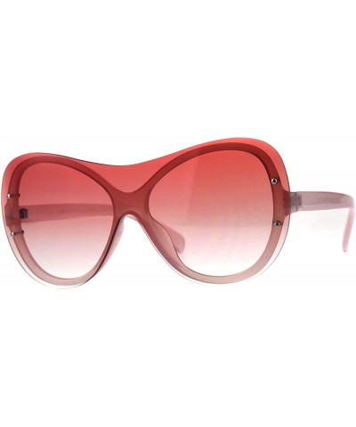 Butterfly Womens Oversize Shield Butterfly Exposed Lens Rimless Sunglasses - All Pink - CU18CAXTLME $7.78
