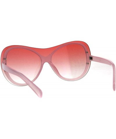 Butterfly Womens Oversize Shield Butterfly Exposed Lens Rimless Sunglasses - All Pink - CU18CAXTLME $17.75