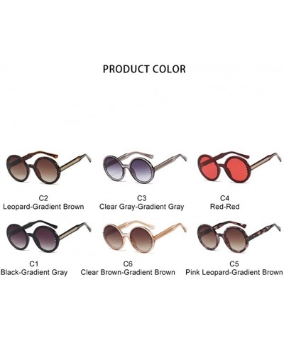 Oversized Oversized Round Frame Sunglasses for Women and Men UV400 - C5 Pink Leopard - CA198CAG4IU $10.97