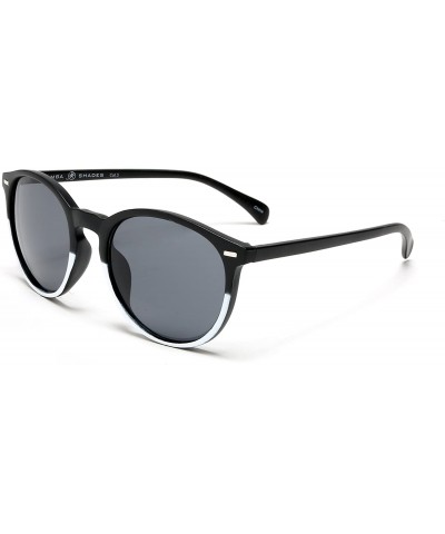 Oval Florence Classic Round Horned Rim Sunglasses - Black - CK12E0DXWBX $23.79
