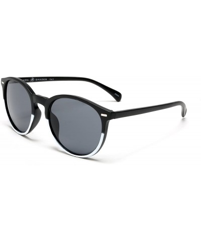 Oval Florence Classic Round Horned Rim Sunglasses - Black - CK12E0DXWBX $12.97