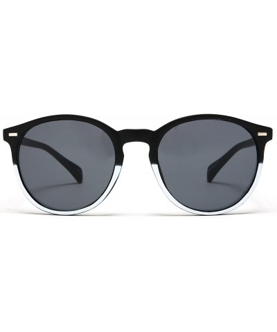 Oval Florence Classic Round Horned Rim Sunglasses - Black - CK12E0DXWBX $12.97