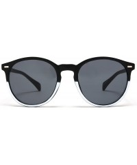 Oval Florence Classic Round Horned Rim Sunglasses - Black - CK12E0DXWBX $12.97