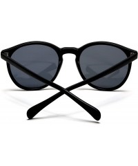 Oval Florence Classic Round Horned Rim Sunglasses - Black - CK12E0DXWBX $12.97