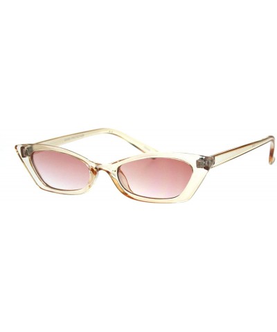 Rectangular Retro Fashion Sunglasses Womens Skinny Rectangular Cateye Shades UV 400 - Peach - CV18K37YEXZ $8.54