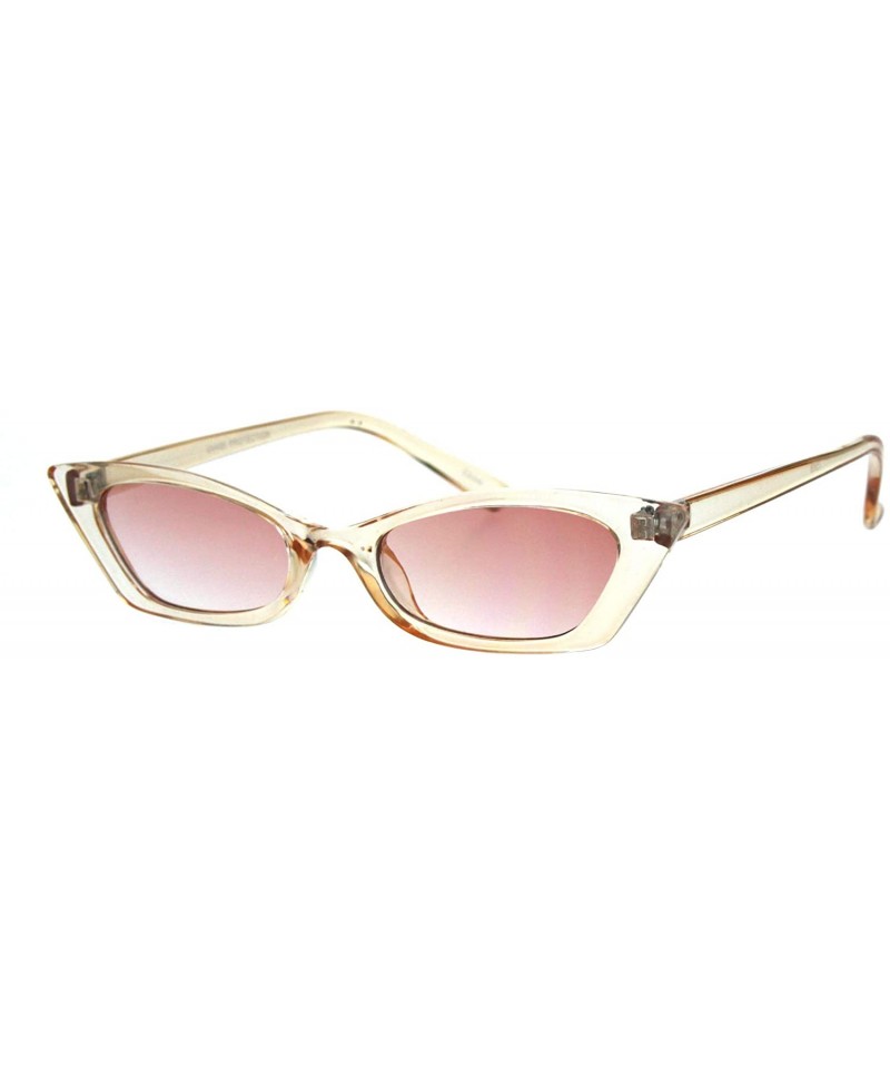 Rectangular Retro Fashion Sunglasses Womens Skinny Rectangular Cateye Shades UV 400 - Peach - CV18K37YEXZ $8.54