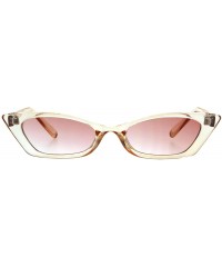 Rectangular Retro Fashion Sunglasses Womens Skinny Rectangular Cateye Shades UV 400 - Peach - CV18K37YEXZ $8.54