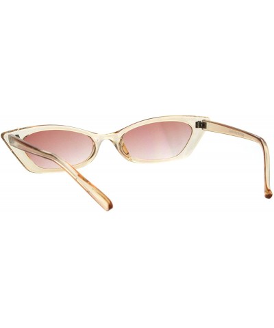 Rectangular Retro Fashion Sunglasses Womens Skinny Rectangular Cateye Shades UV 400 - Peach - CV18K37YEXZ $8.54