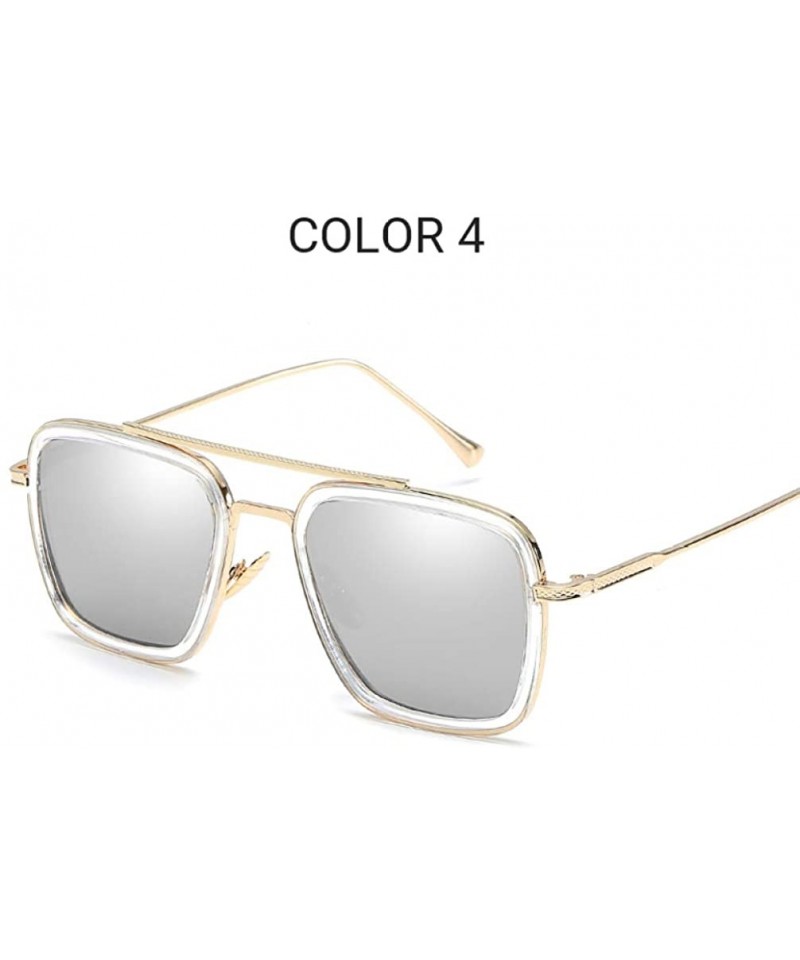 Oversized Small Square Polarized Sunglasses for Men and Women Polygon Mirrored Lens - Color 4 - CI18TSAQOO6 $30.10