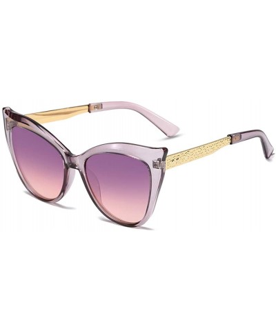 Oval Women Sunglasses Retro Black Grey Drive Holiday Oval Non-Polarized UV400 - Purple - CZ18R5SGX50 $19.74