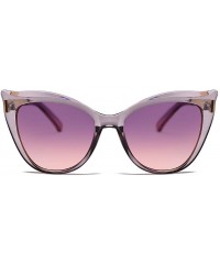Oval Women Sunglasses Retro Black Grey Drive Holiday Oval Non-Polarized UV400 - Purple - CZ18R5SGX50 $9.87