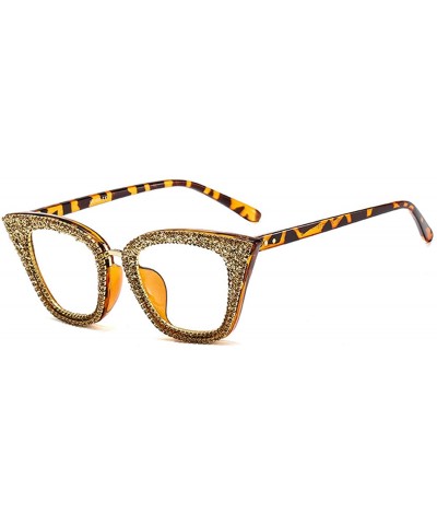 Sport Women's Cat Eye Rhinestone Sunglasses PC Frame Fashion UV400 Protection Glasses - Leopard Frame - CR190T2NYW3 $30.35
