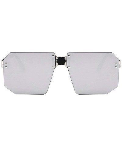 Rimless Fashion Square Sunglasses Women Brand Designer Rimless Red Mirror Sun Glasses Men UV400 - Silver - CC194MLAOTS $12.75