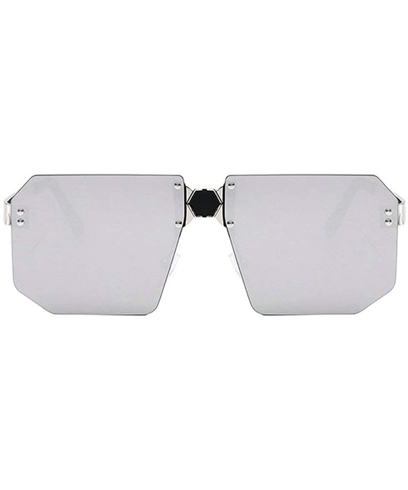 Rimless Fashion Square Sunglasses Women Brand Designer Rimless Red Mirror Sun Glasses Men UV400 - Silver - CC194MLAOTS $12.75