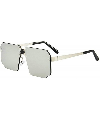 Rimless Fashion Square Sunglasses Women Brand Designer Rimless Red Mirror Sun Glasses Men UV400 - Silver - CC194MLAOTS $12.75