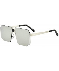 Rimless Fashion Square Sunglasses Women Brand Designer Rimless Red Mirror Sun Glasses Men UV400 - Silver - CC194MLAOTS $12.75