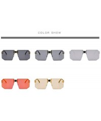Rimless Fashion Square Sunglasses Women Brand Designer Rimless Red Mirror Sun Glasses Men UV400 - Silver - CC194MLAOTS $12.75