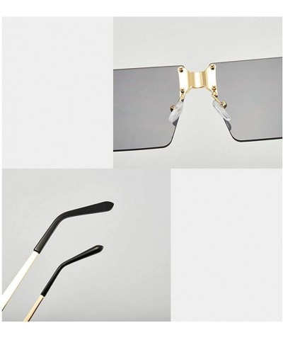 Rimless Fashion Square Sunglasses Women Brand Designer Rimless Red Mirror Sun Glasses Men UV400 - Silver - CC194MLAOTS $12.75