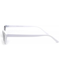 Cat Eye Womens Large Rhinestone Rectangular Cat Eye Plastic Sunglasses - White Black - CR18XTTHUU2 $11.65