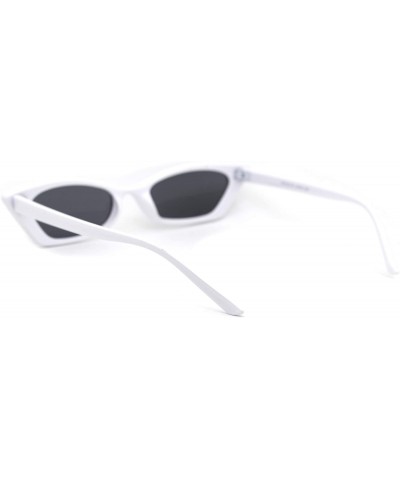 Cat Eye Womens Large Rhinestone Rectangular Cat Eye Plastic Sunglasses - White Black - CR18XTTHUU2 $11.65