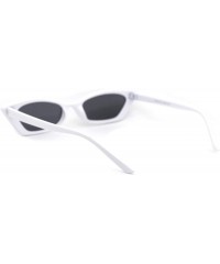Cat Eye Womens Large Rhinestone Rectangular Cat Eye Plastic Sunglasses - White Black - CR18XTTHUU2 $11.65