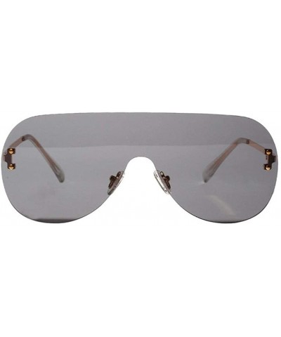 Oversized Women Retro One-piece Borderless Hip Hop Clear Colored Lens Festival Fashion Sunglasses - H - CP198EWLDIO $36.73