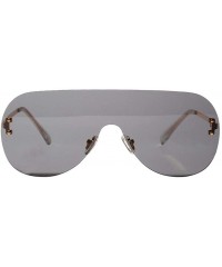 Oversized Women Retro One-piece Borderless Hip Hop Clear Colored Lens Festival Fashion Sunglasses - H - CP198EWLDIO $18.61