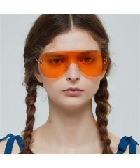 Oversized Women Retro One-piece Borderless Hip Hop Clear Colored Lens Festival Fashion Sunglasses - H - CP198EWLDIO $18.61