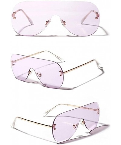 Oversized Women Retro One-piece Borderless Hip Hop Clear Colored Lens Festival Fashion Sunglasses - H - CP198EWLDIO $18.61