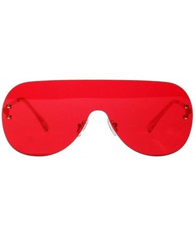 Oversized Women Retro One-piece Borderless Hip Hop Clear Colored Lens Festival Fashion Sunglasses - H - CP198EWLDIO $18.61