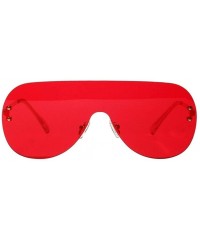 Oversized Women Retro One-piece Borderless Hip Hop Clear Colored Lens Festival Fashion Sunglasses - H - CP198EWLDIO $18.61