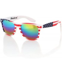 Shield Classic Eyewear Retro 80's American USA Flag 4th of July Frame Sunglasses - White / Multicolor - C812NRYJ9ZY $8.00