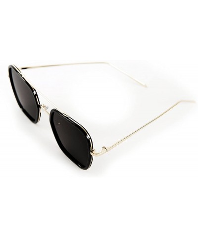 Rectangular 92001 Oversize Rectangular Flat Mirror Women men Sunglasses - Metal Arm - CL17YONKU00 $31.24