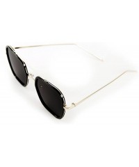 Rectangular 92001 Oversize Rectangular Flat Mirror Women men Sunglasses - Metal Arm - CL17YONKU00 $12.50