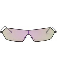 Square Vintage Square Mirrored Sunglasses Metal Glasses Eyewear - Purple - CJ18ADLX7YD $10.12