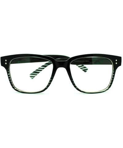 Square Clear Lens Eyeglasses Square Thin Frame Nerdy Fashion Glasses - Black With Stripes - C711E9RWM21 $16.85