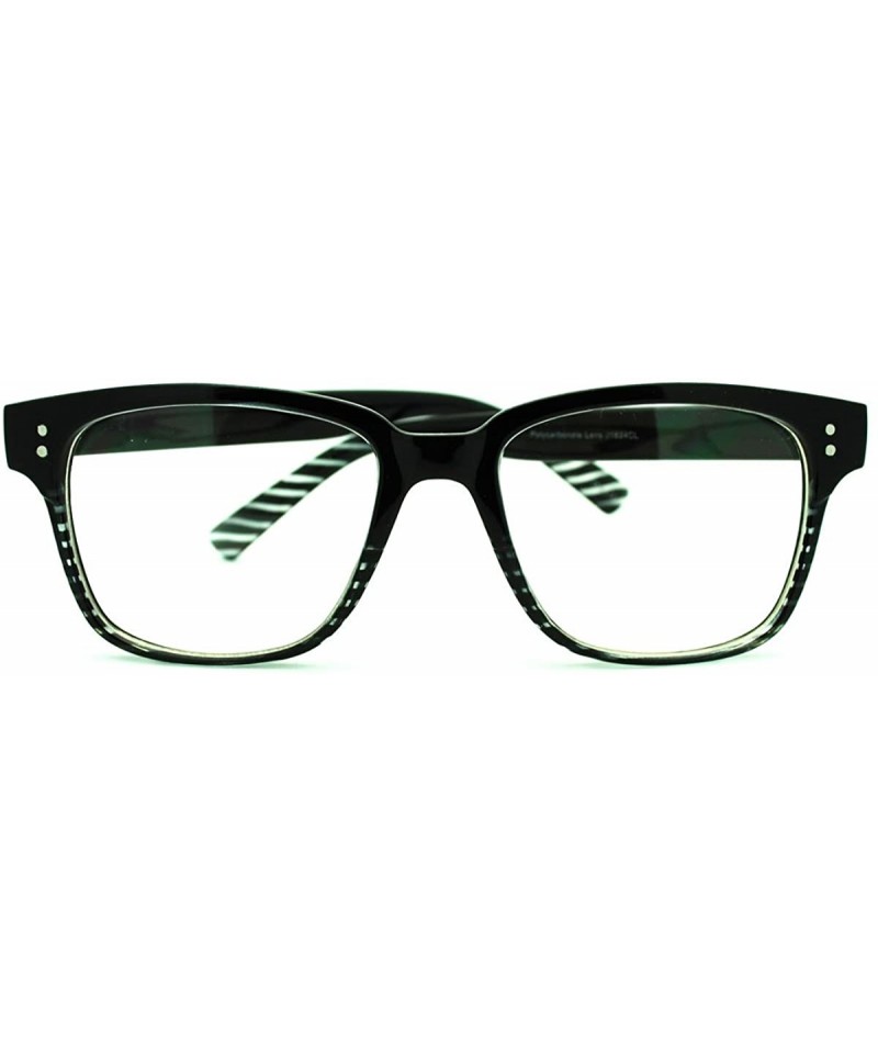 Square Clear Lens Eyeglasses Square Thin Frame Nerdy Fashion Glasses - Black With Stripes - C711E9RWM21 $8.54