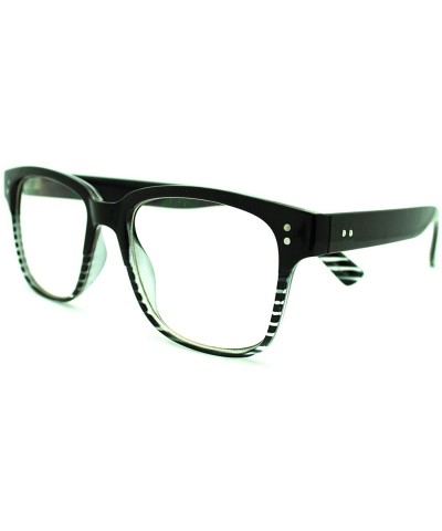 Square Clear Lens Eyeglasses Square Thin Frame Nerdy Fashion Glasses - Black With Stripes - C711E9RWM21 $8.54