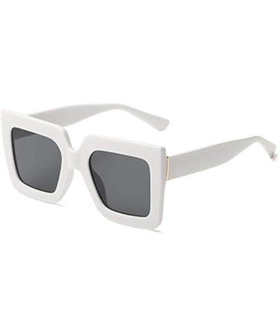 Square Men and women Sunglasses Two-tone Big box sunglasses Retro glasses - White - CU18LL9MTQ5 $16.56