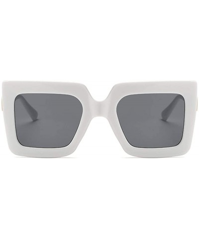 Square Men and women Sunglasses Two-tone Big box sunglasses Retro glasses - White - CU18LL9MTQ5 $10.43