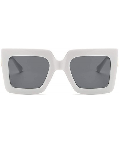 Square Men and women Sunglasses Two-tone Big box sunglasses Retro glasses - White - CU18LL9MTQ5 $10.43