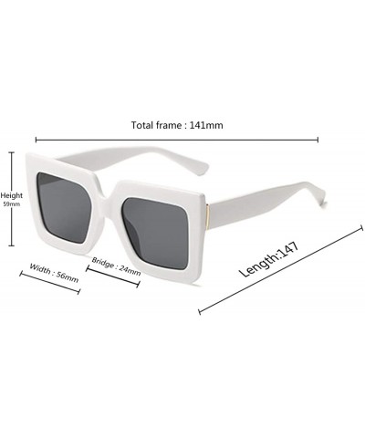 Square Men and women Sunglasses Two-tone Big box sunglasses Retro glasses - White - CU18LL9MTQ5 $10.43