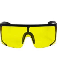Wayfarer Unisex Oversized Super Shield Mirrored Lens Sunglasses Retro Flat Top Matte Black Frame - Yellow - C018Q264295 $24.53